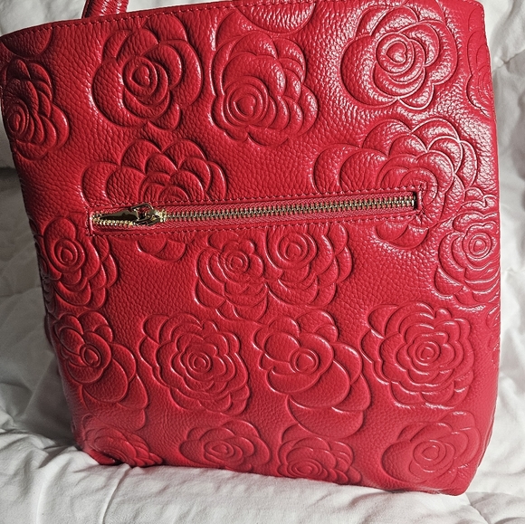 Embossed Red leather purse